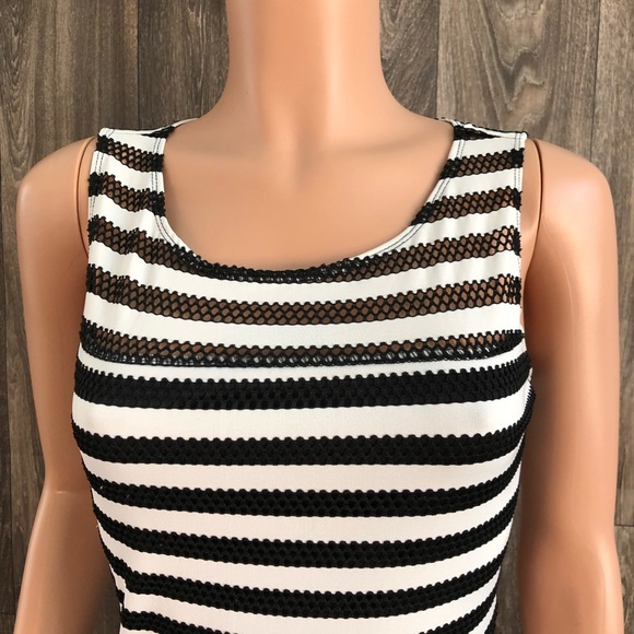 Xhilaration Black and White Striped Midi Dress - Picture 2 of 8